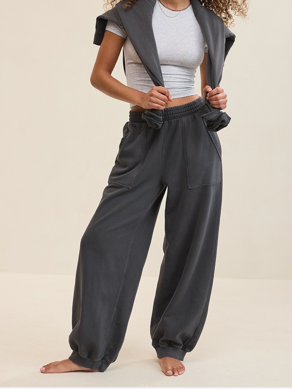 NWT Aerie Vacay Jogger Pants Sz XL Smoked Gray